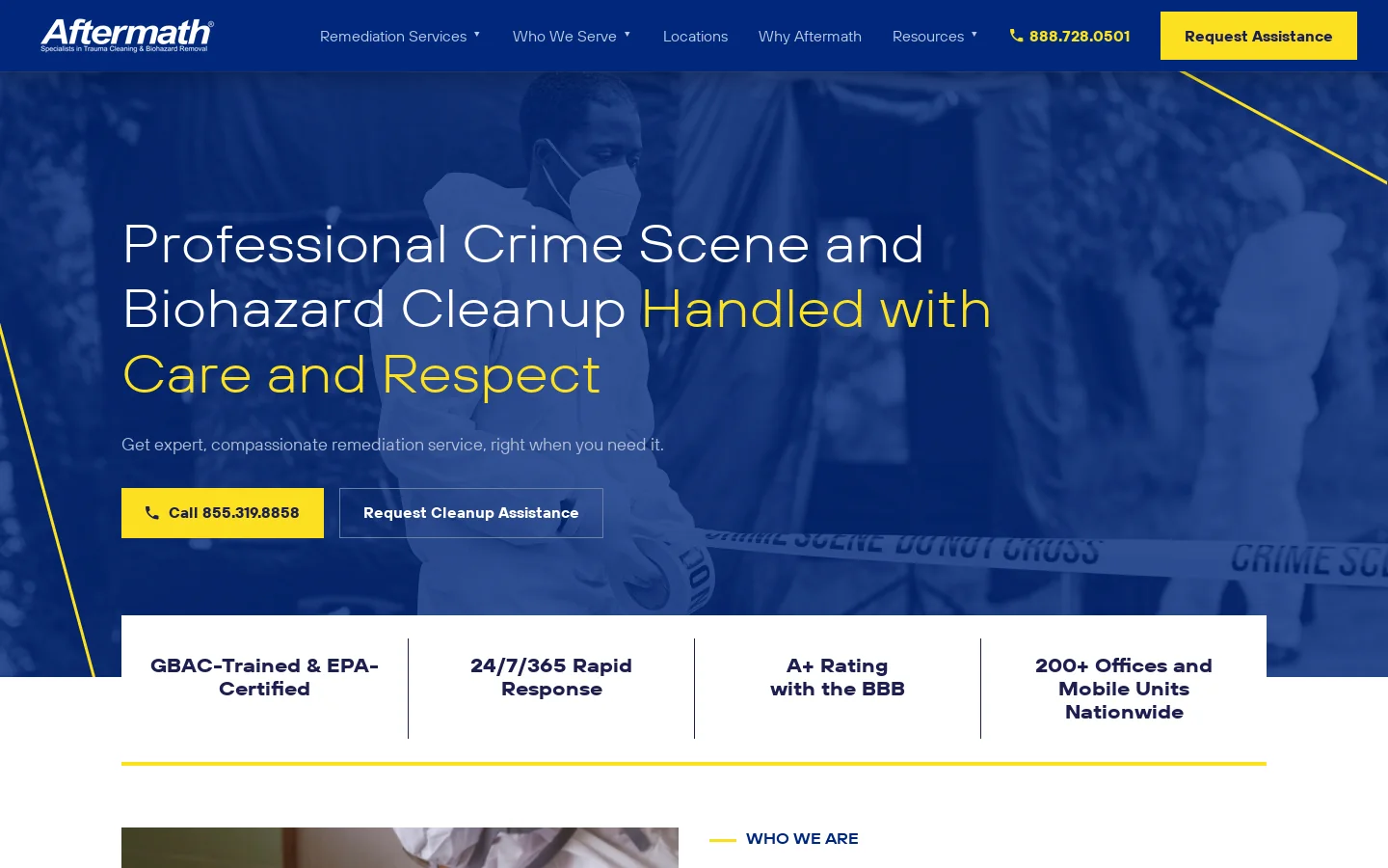 Aftermath Services Homepage screenshot
