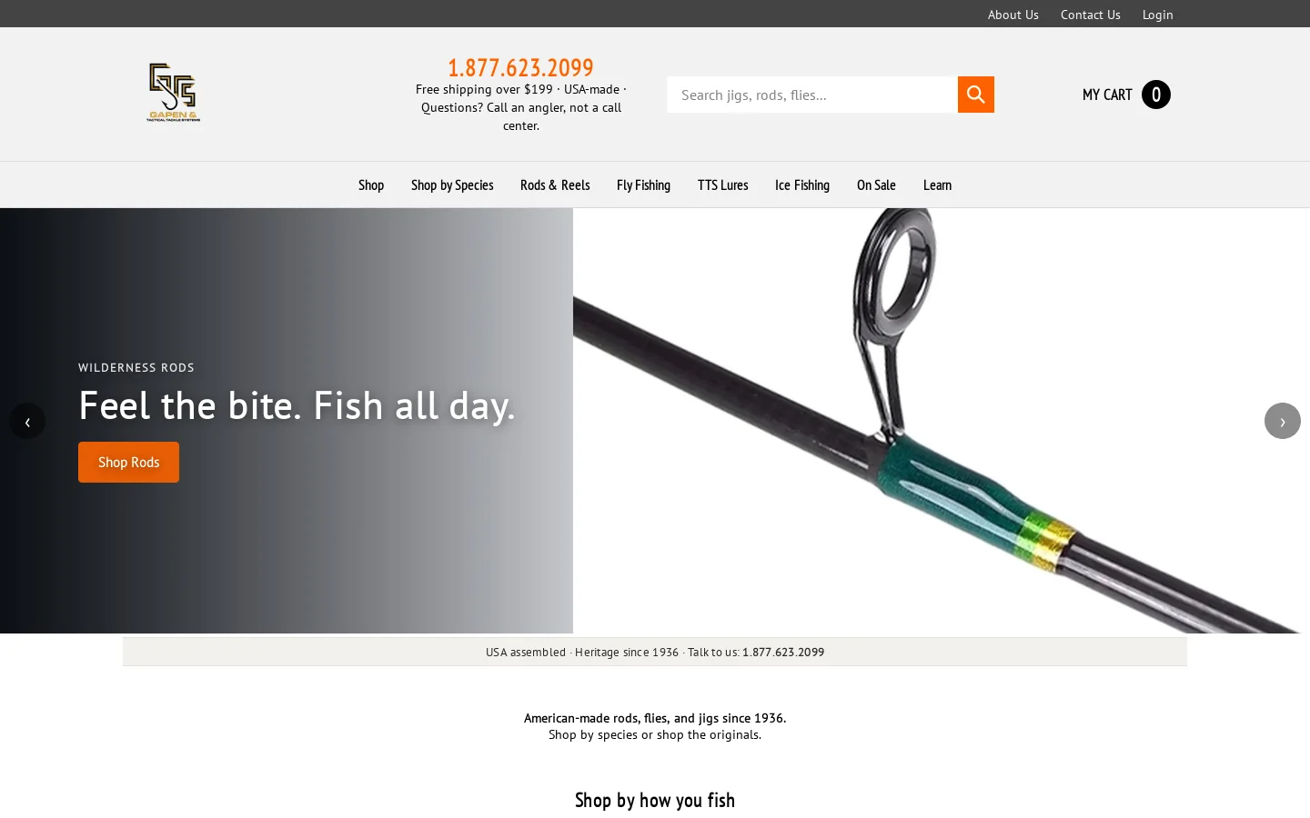 Gapen Fishing Tackle Homepage screenshot
