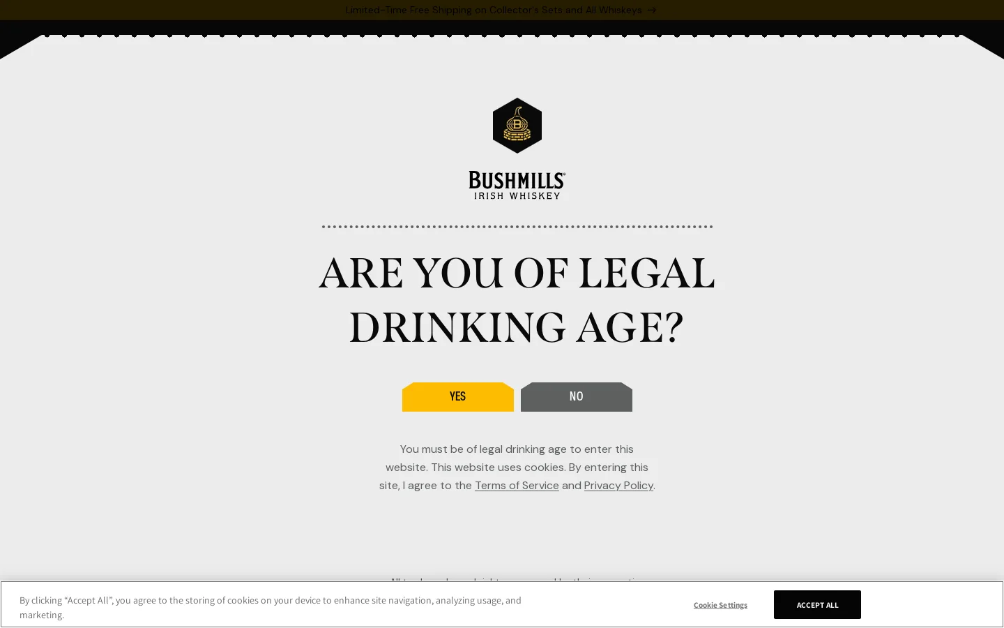 Bushmills Irish Whiskey Homepage screenshot