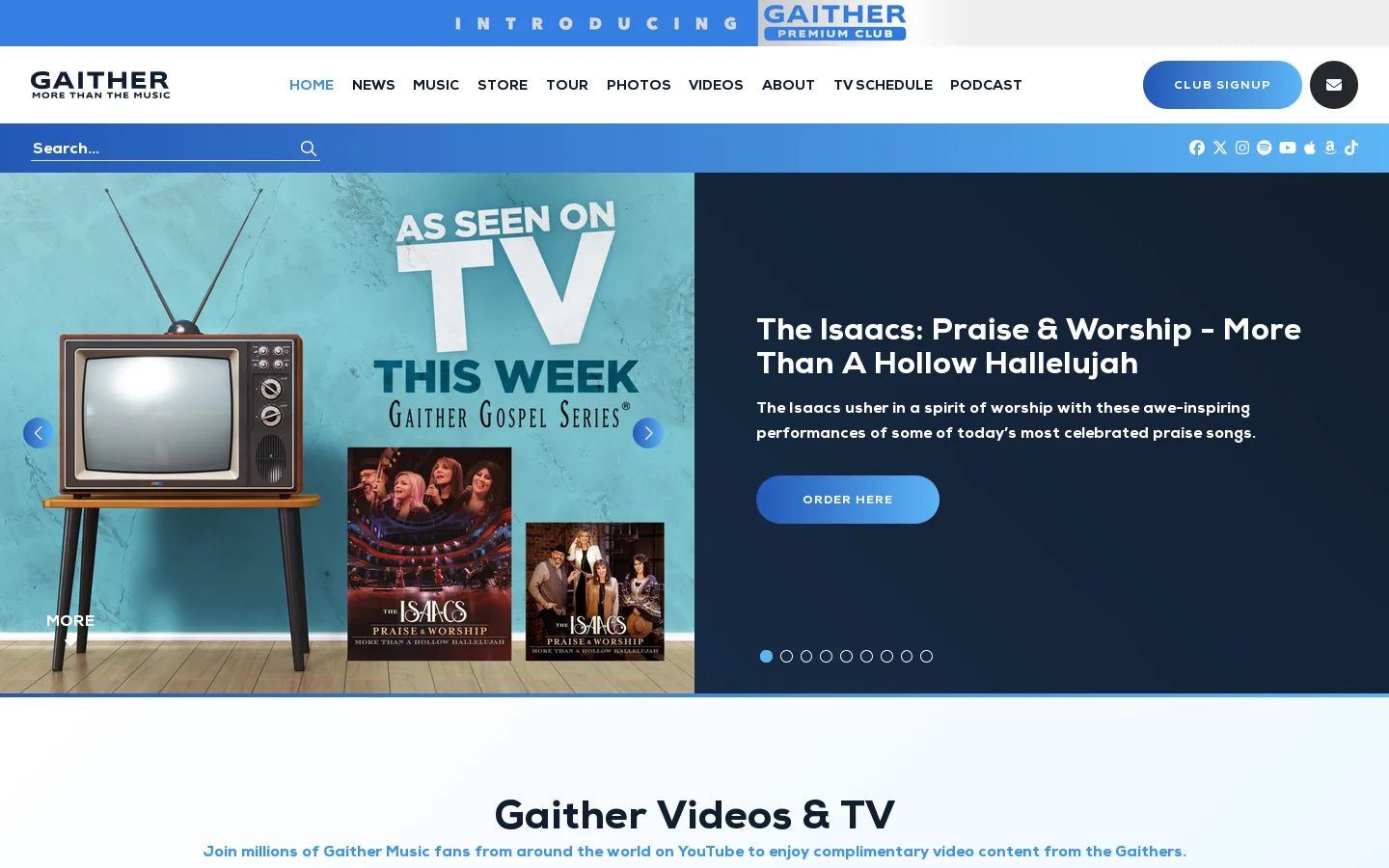 Gaither Music Homepage screenshot