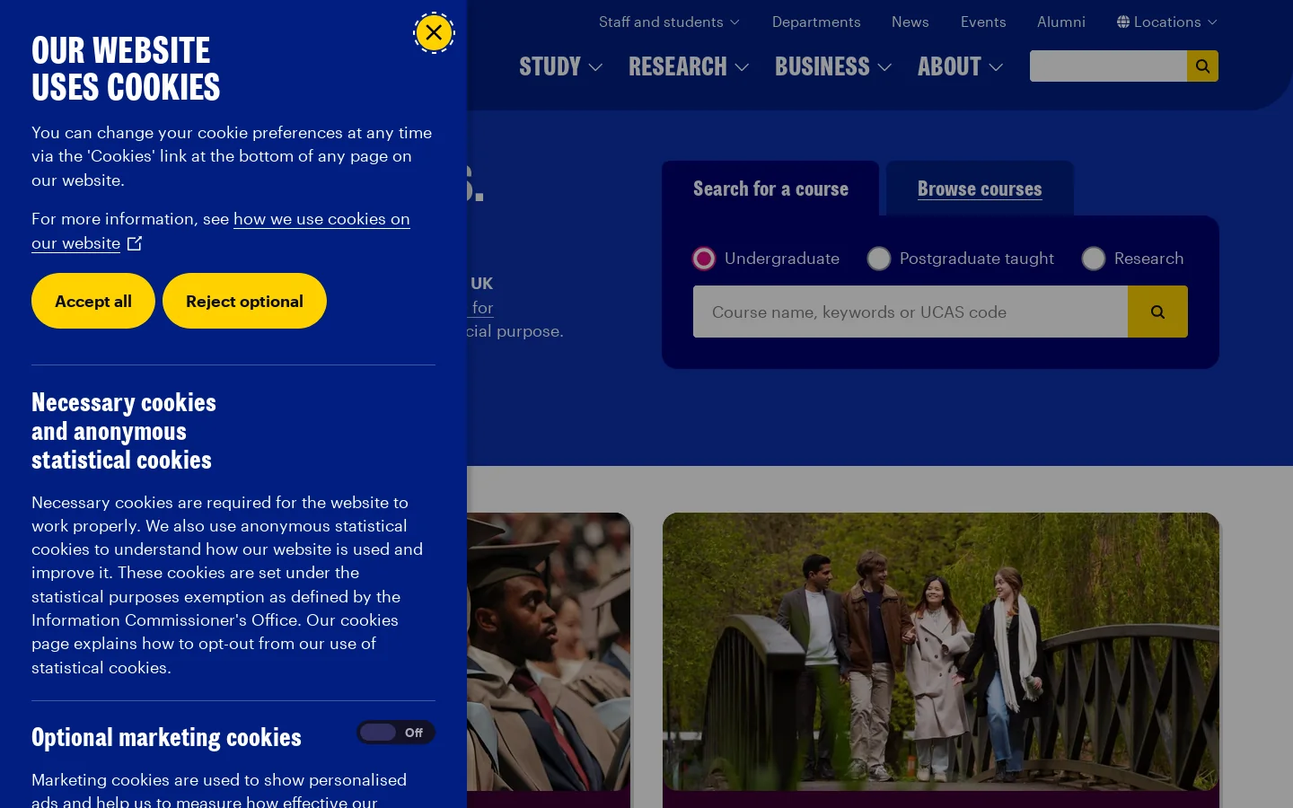 University of York Homepage screenshot