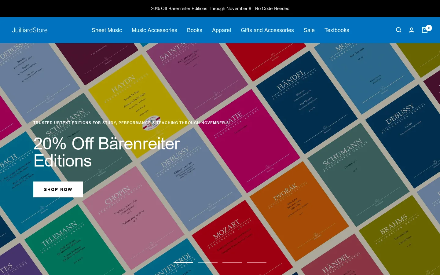 Juilliard Store Homepage screenshot