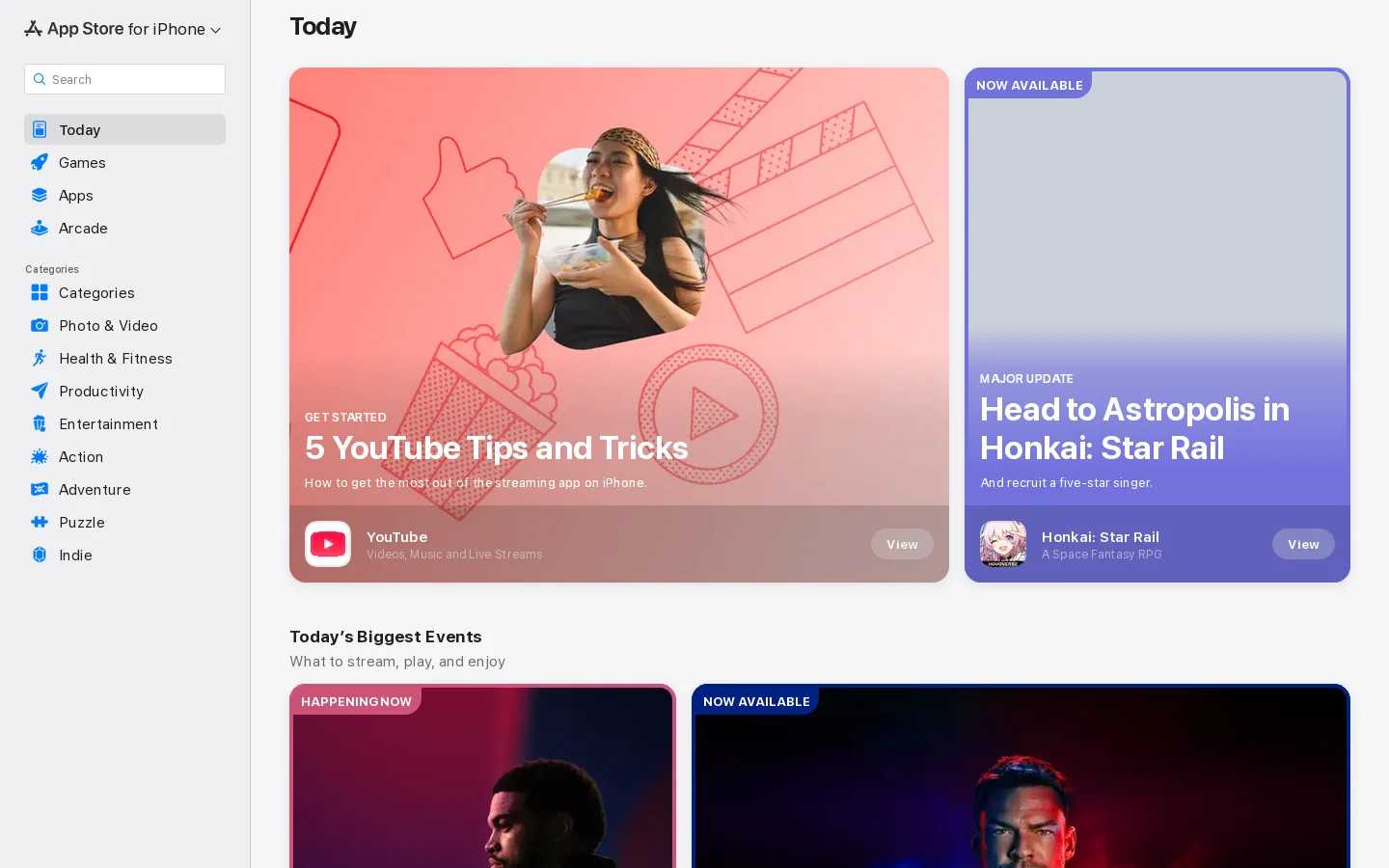 App Store Homepage screenshot