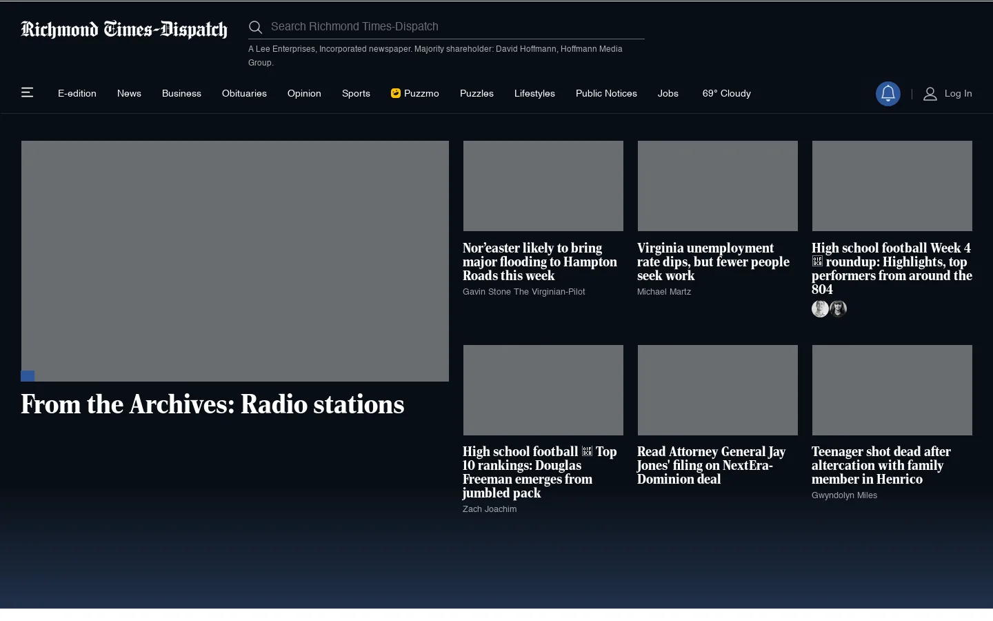 Richmond Times-Dispatch Homepage screenshot