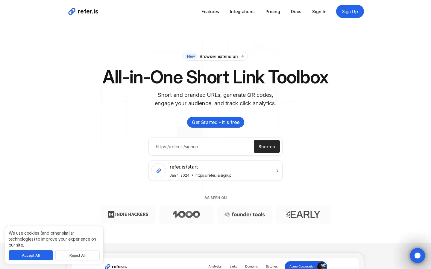 refer.is Homepage screenshot