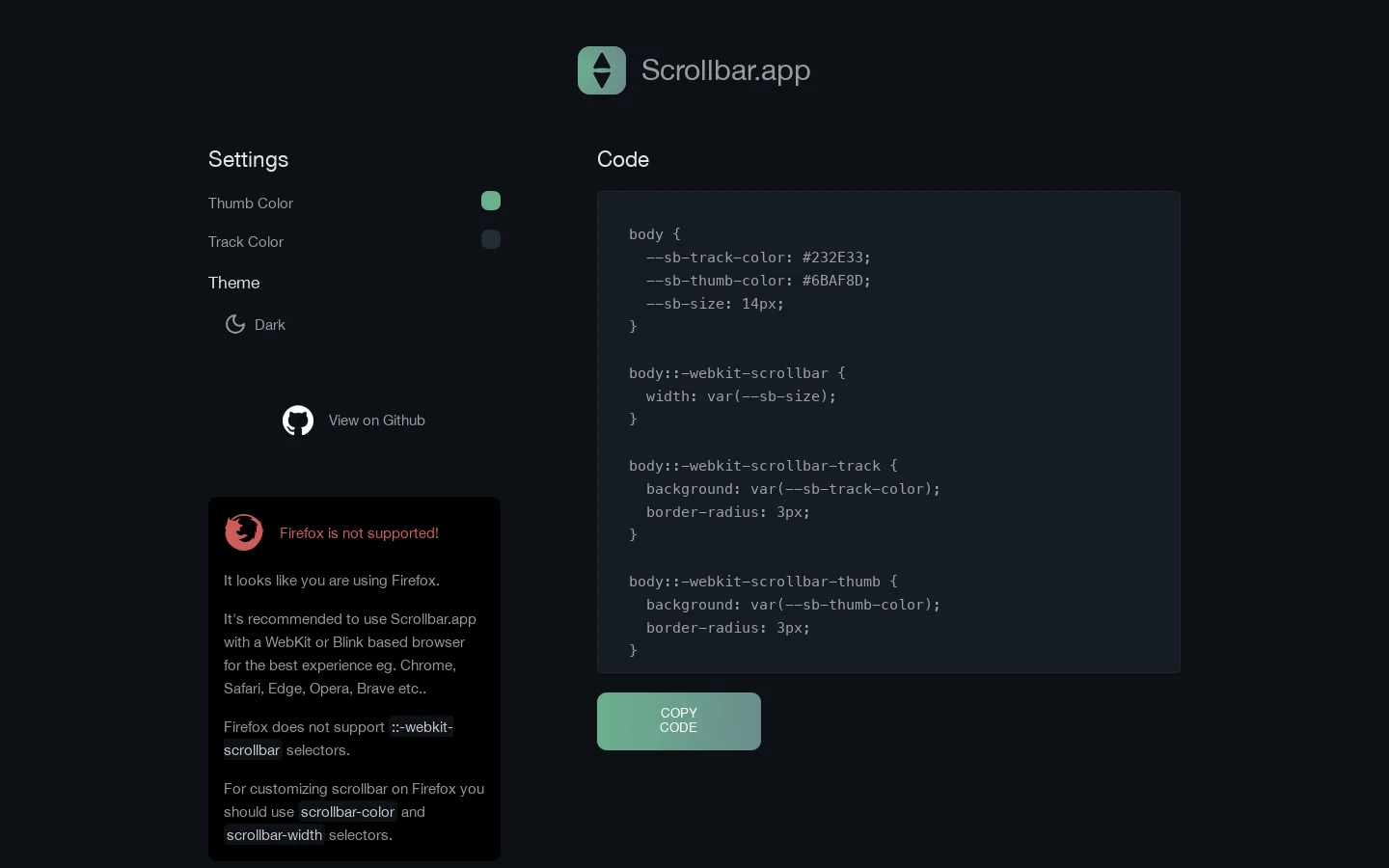 Scrollbar Homepage screenshot