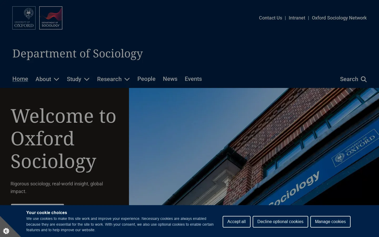 Home | Department of Sociology Homepage screenshot