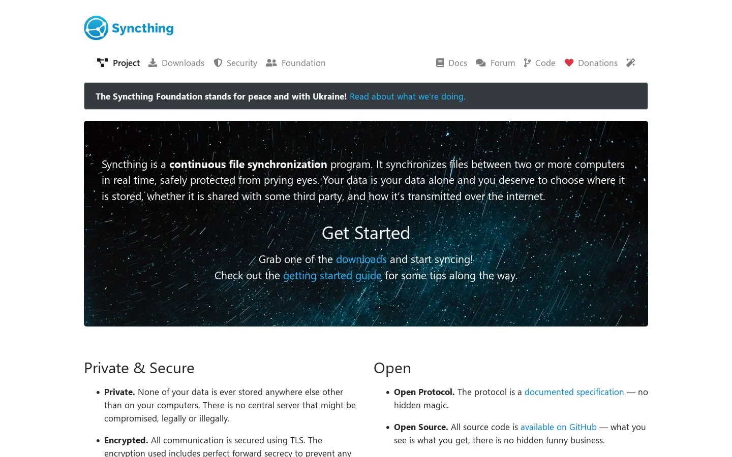 Syncthing Homepage screenshot