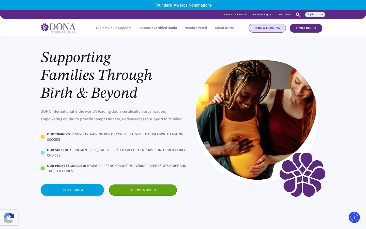 DONA International Homepage screenshot