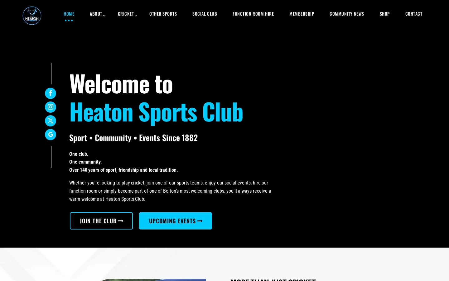 Heaton Sports Club Bolton | Cricket, Sports & Social Club Homepage screenshot