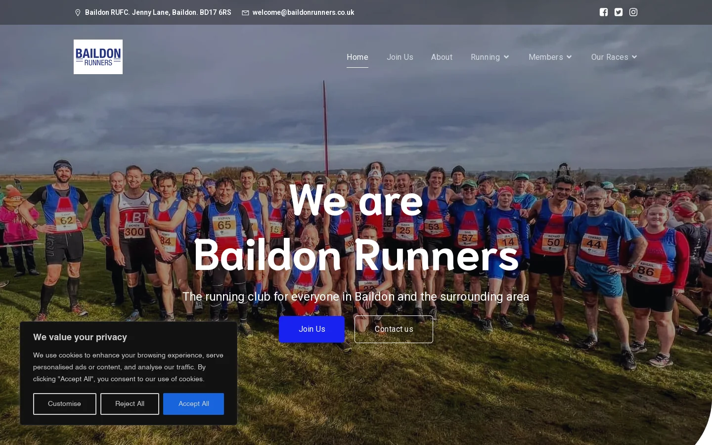 Baildon Runners Homepage screenshot