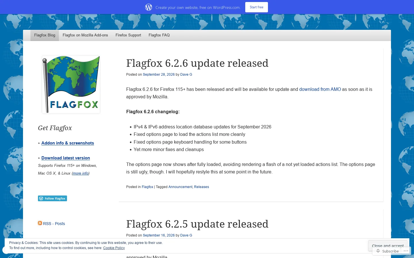 Flagfox Homepage screenshot