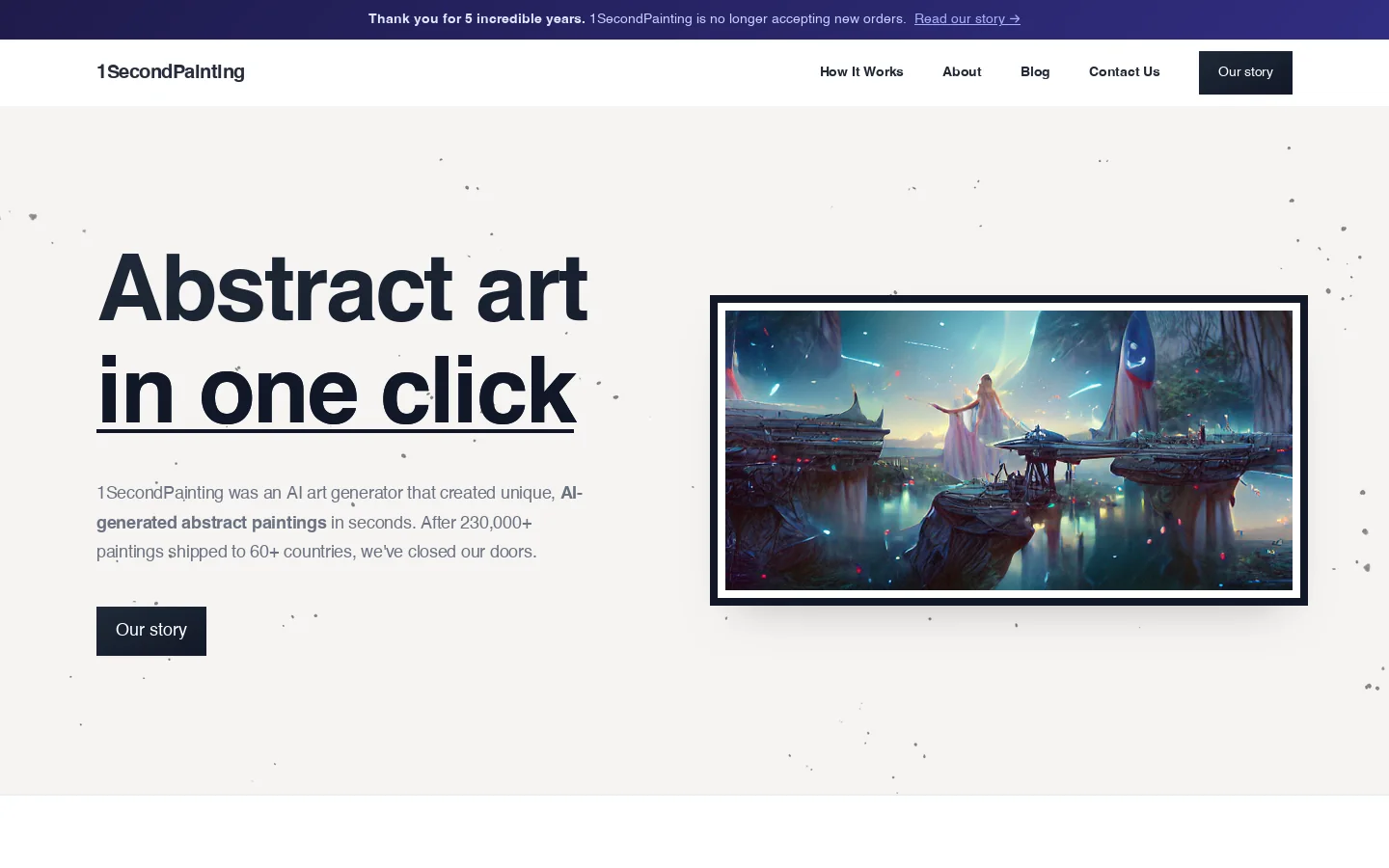 1SecondPainting Homepage screenshot