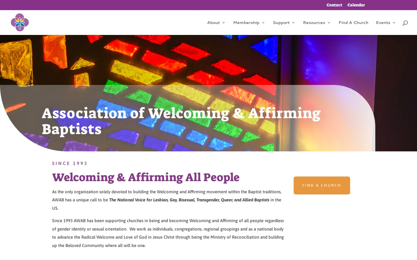 Association of Welcoming & Affirming Baptists Homepage screenshot