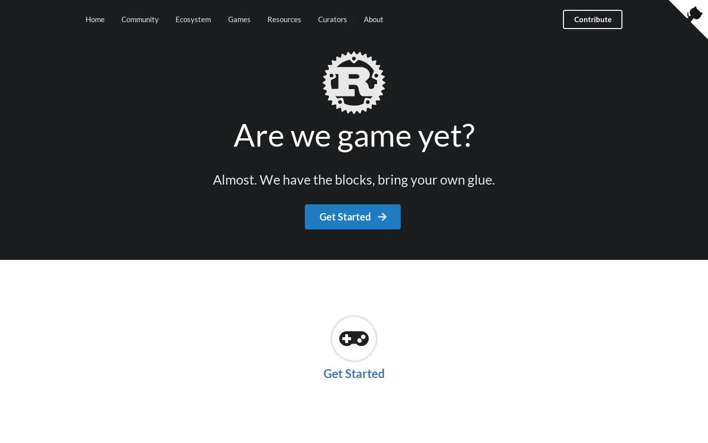 Are we game yet? Homepage screenshot