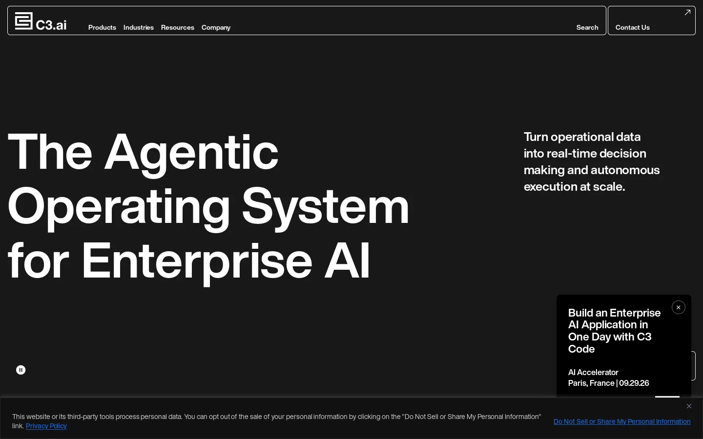 C3 AI Homepage screenshot