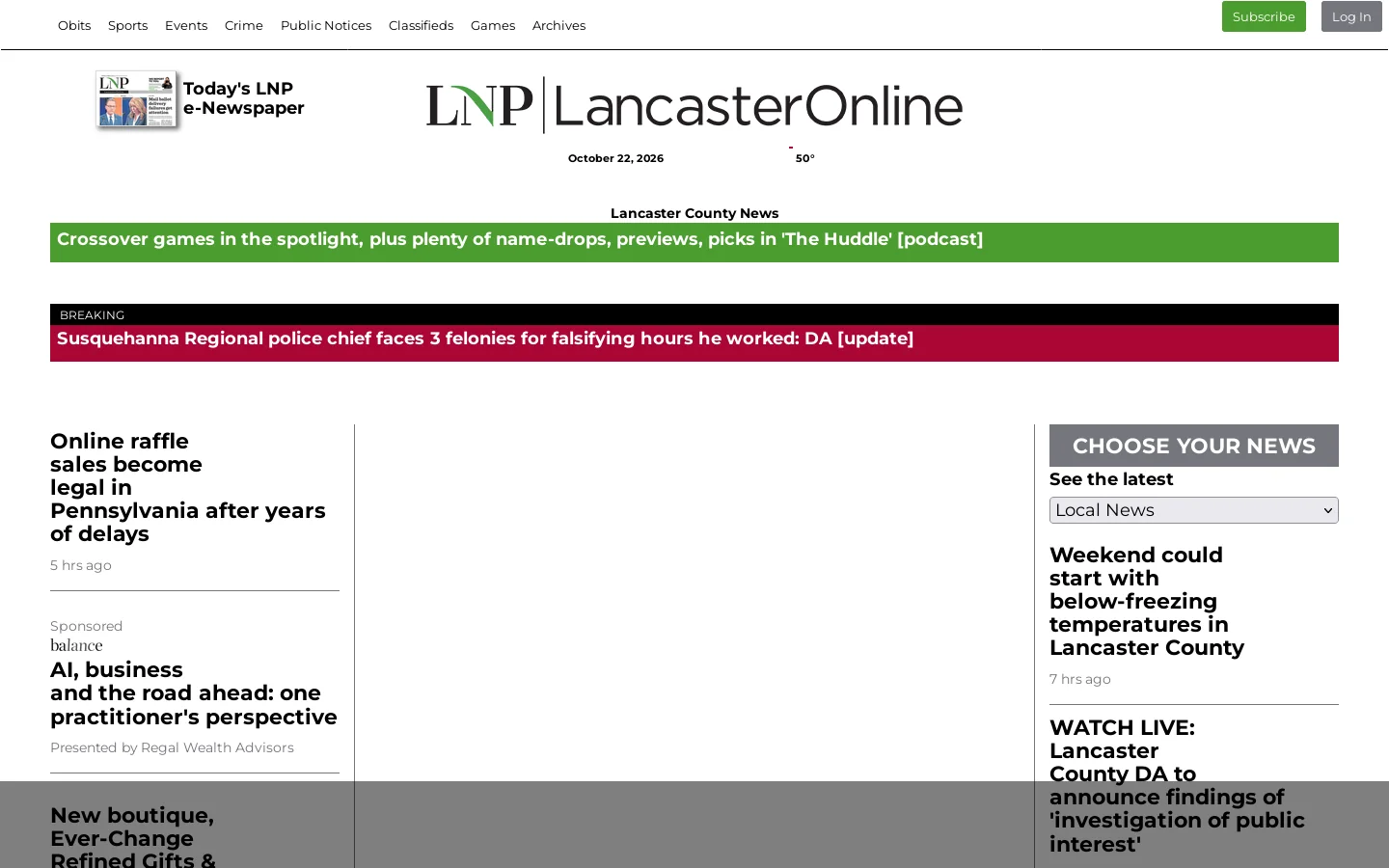 lancasteronline.com Homepage screenshot