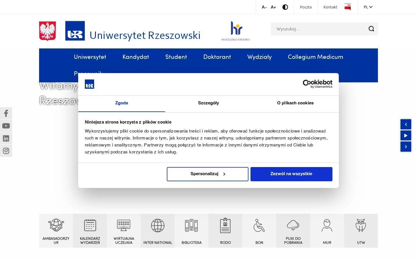 University of Rzeszów Homepage screenshot