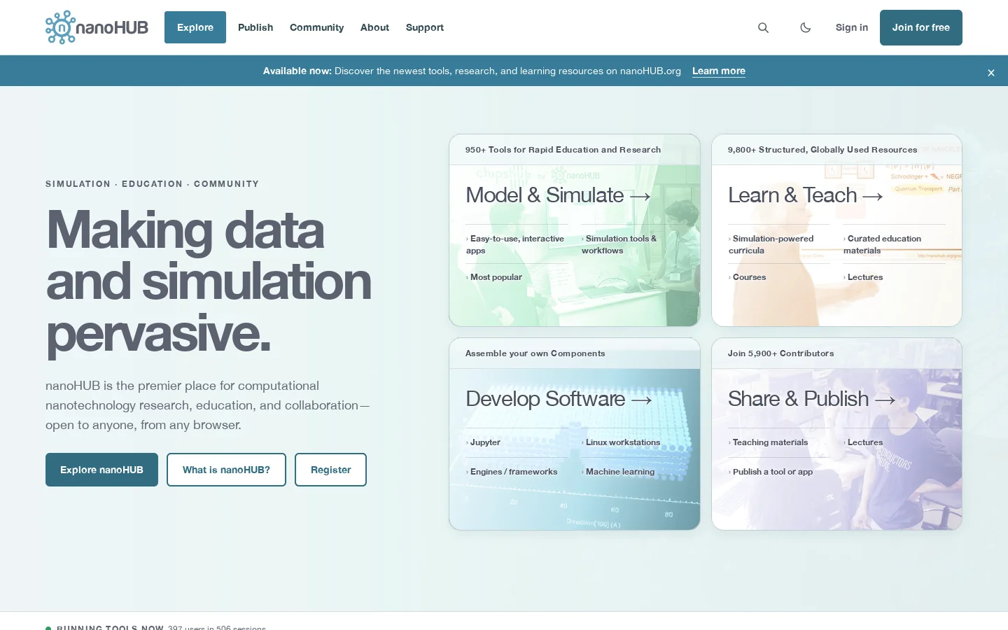 nanoHUB.org Homepage screenshot