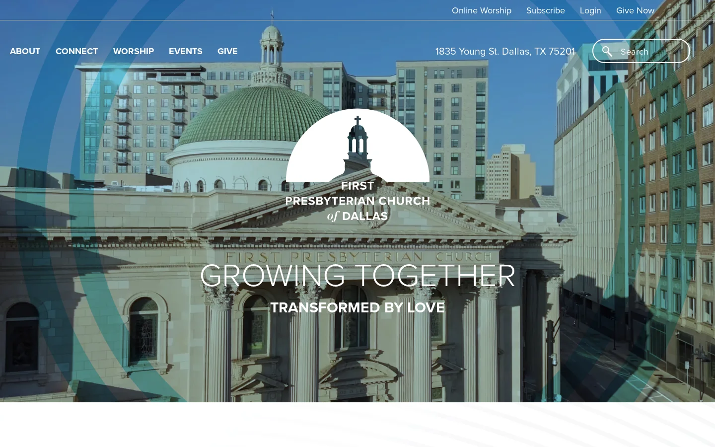 First Presbyterian Church of Dallas | Worship, Community & Service in Downtown Dallas Homepage screenshot