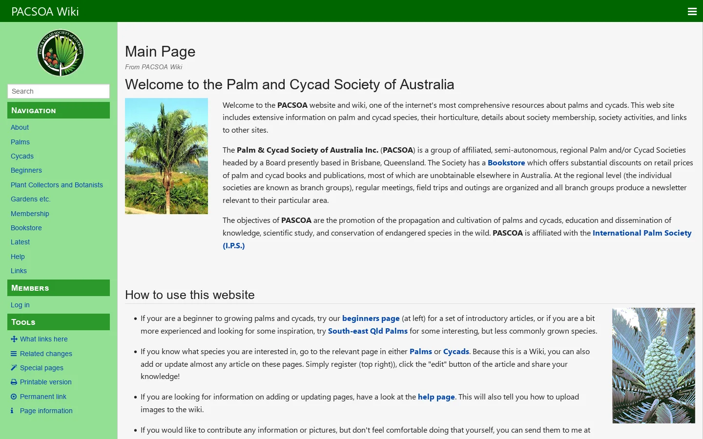PACSOA Wiki Homepage screenshot