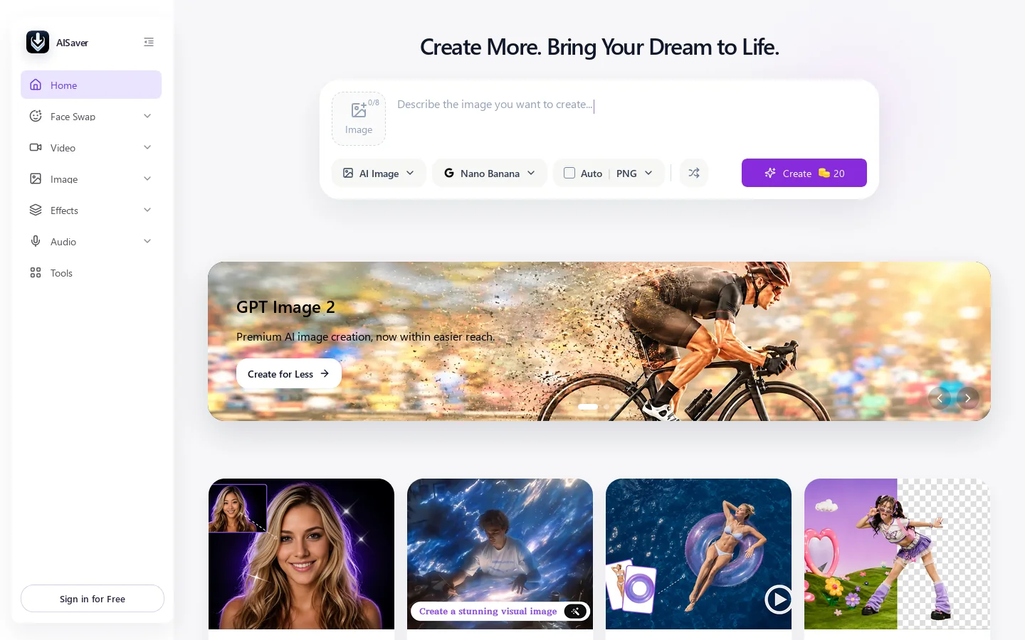 AISaver Homepage screenshot