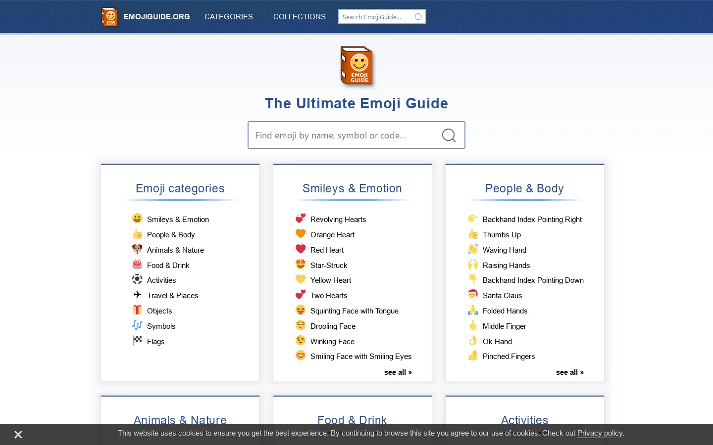 The Ultimate Emoji Guide: Meanings, Pictures, Codes and Cheatsheets Homepage screenshot