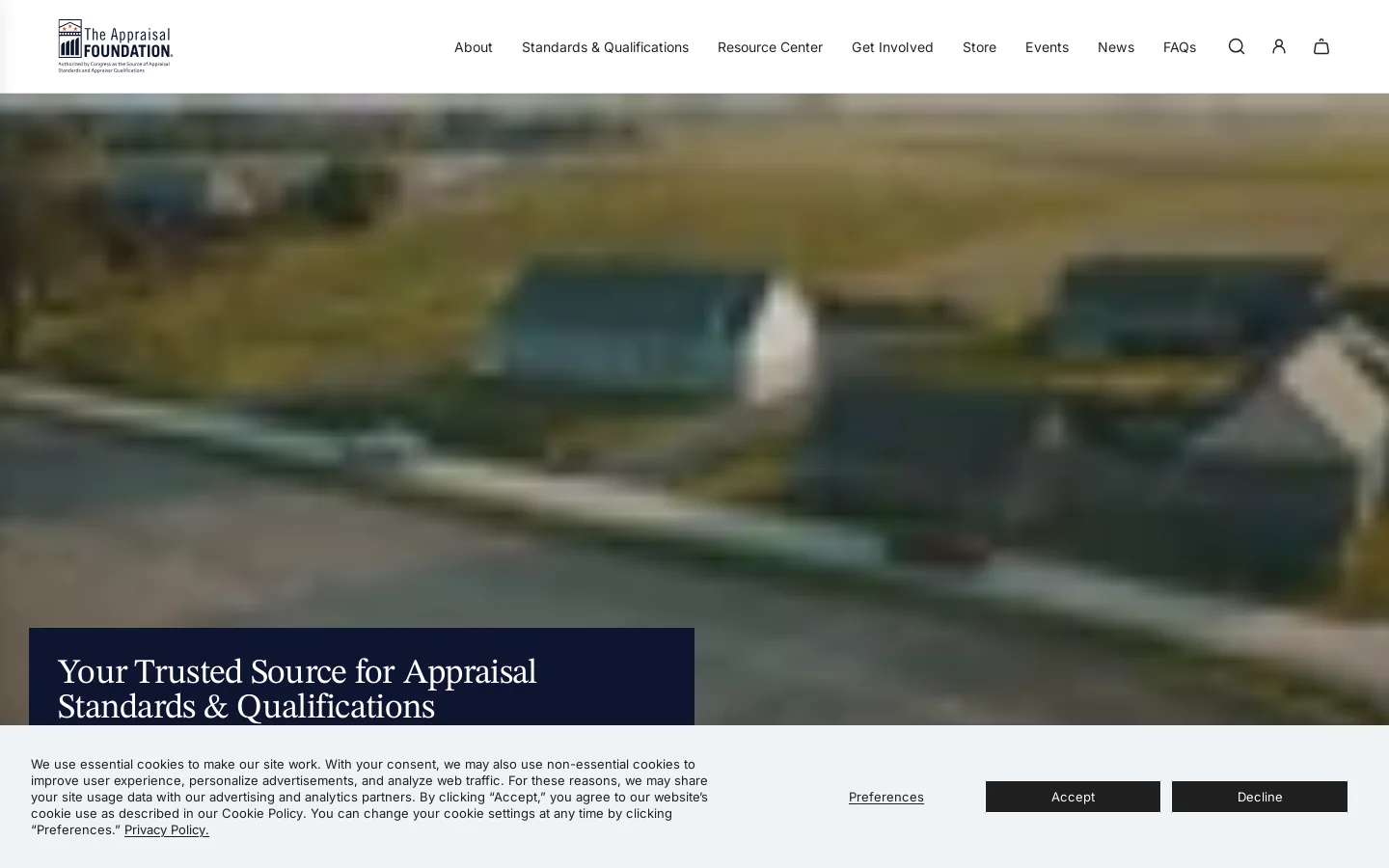 The Appraisal Foundation Homepage screenshot