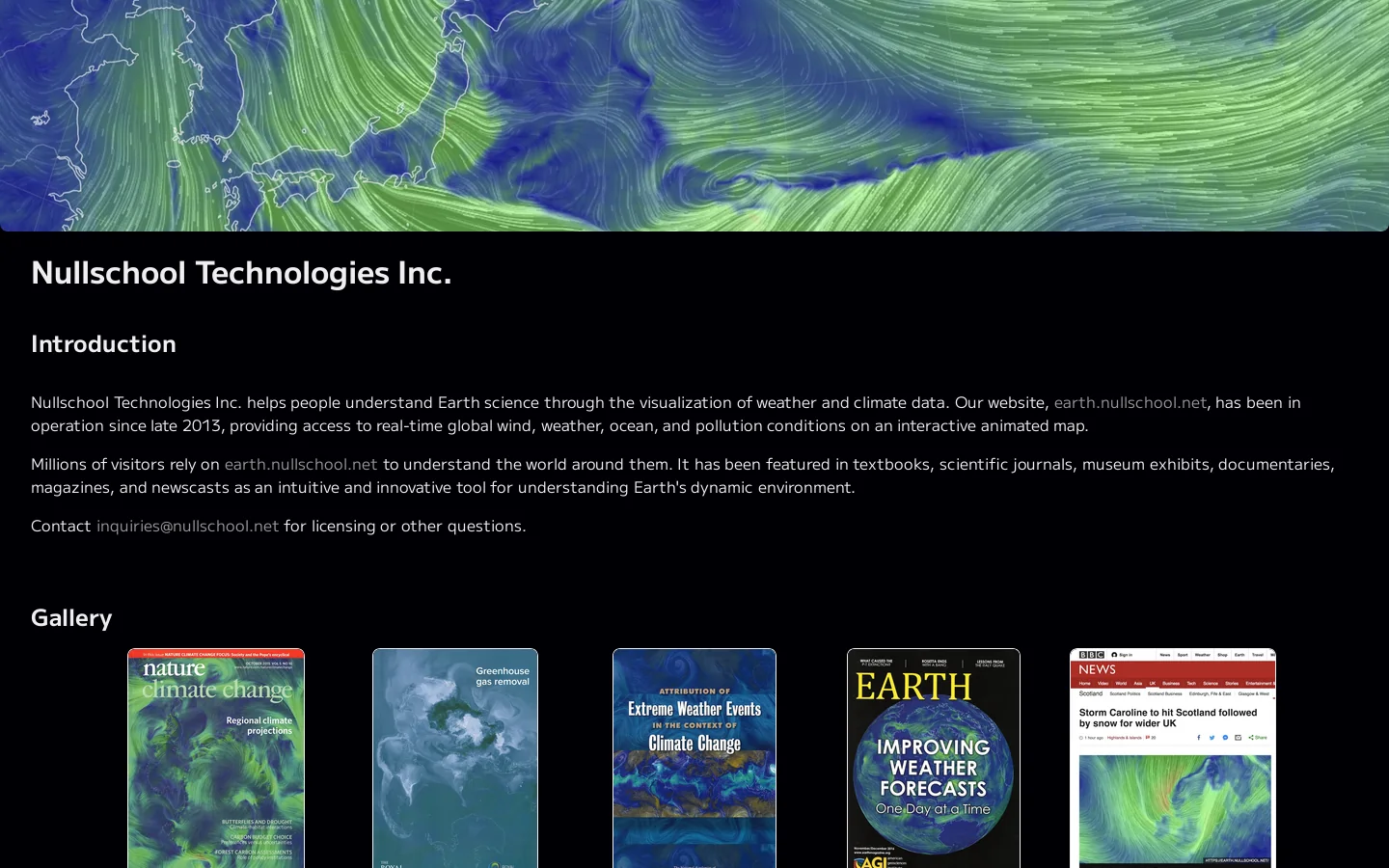 Nullschool Technologies Inc Homepage screenshot