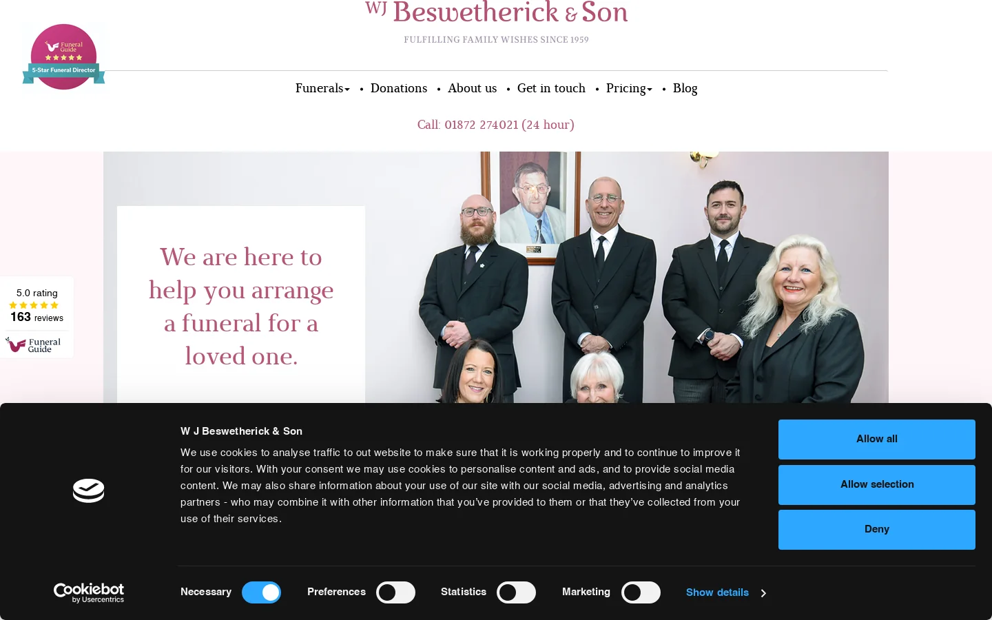 W J Beswetherick & Son Homepage screenshot
