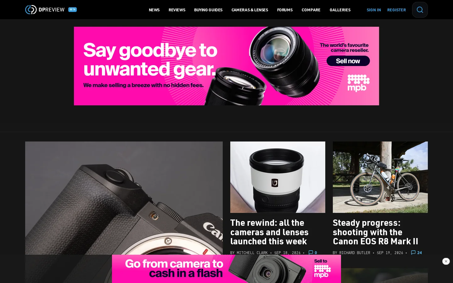 DPReview Homepage screenshot