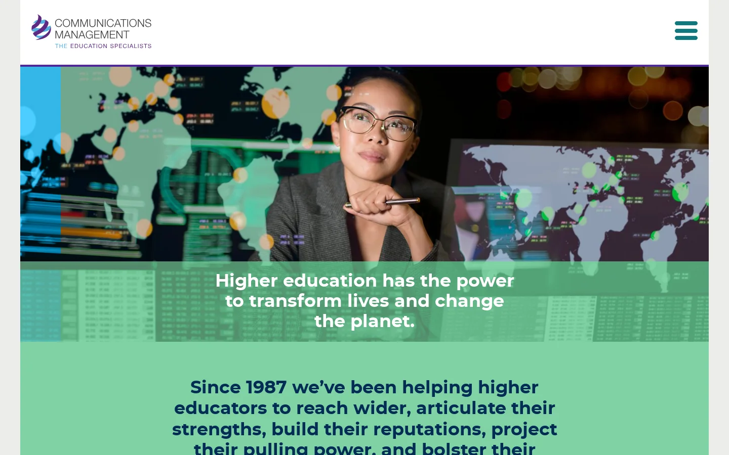 Communications Management Homepage screenshot