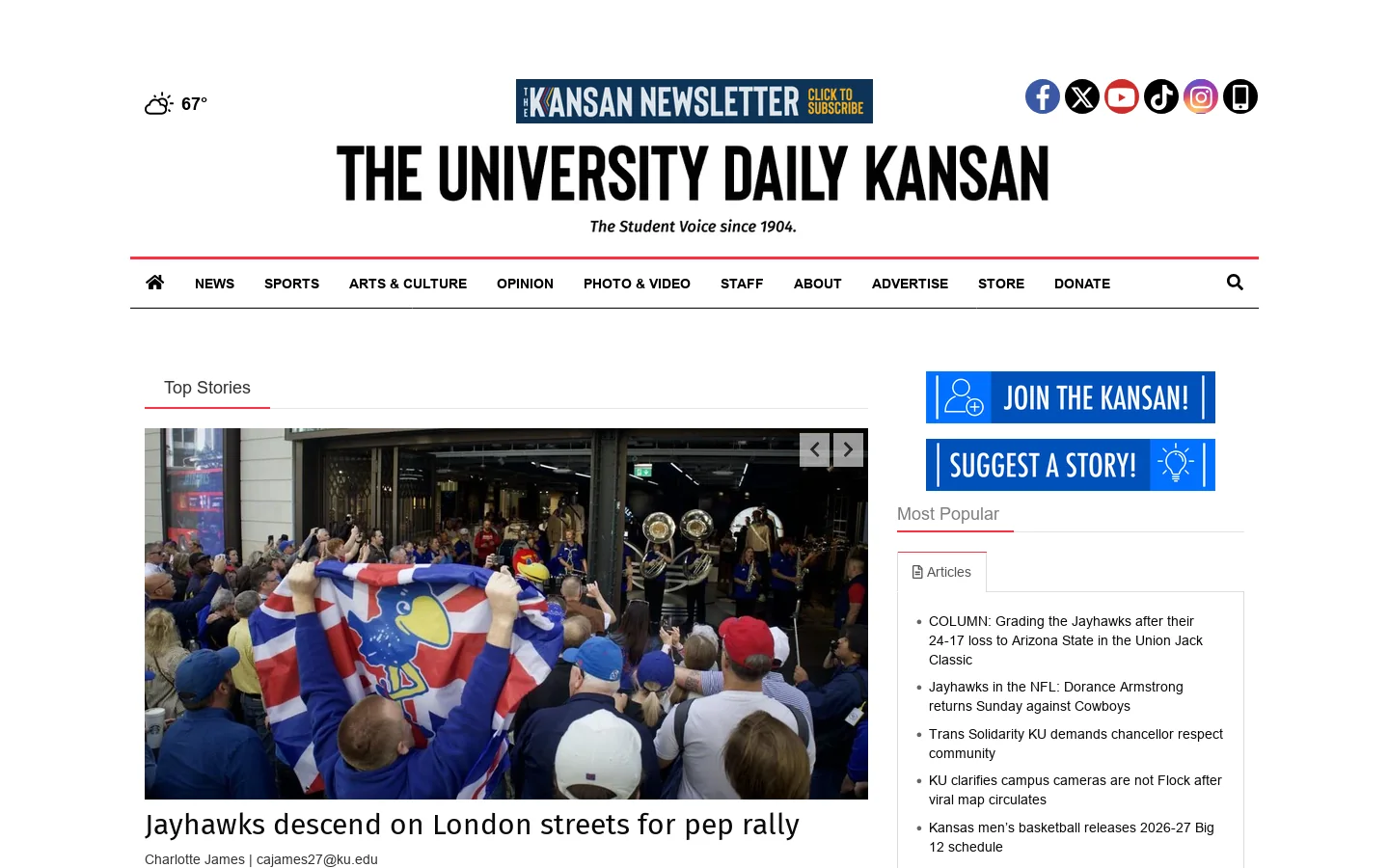 kansan.com Homepage screenshot
