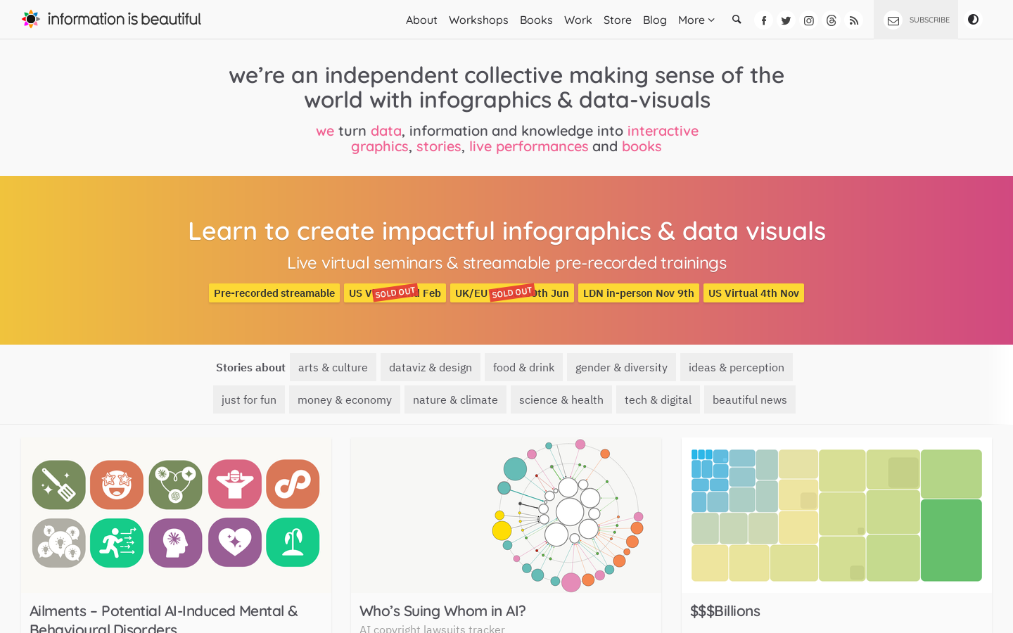 Information is Beautiful Homepage screenshot