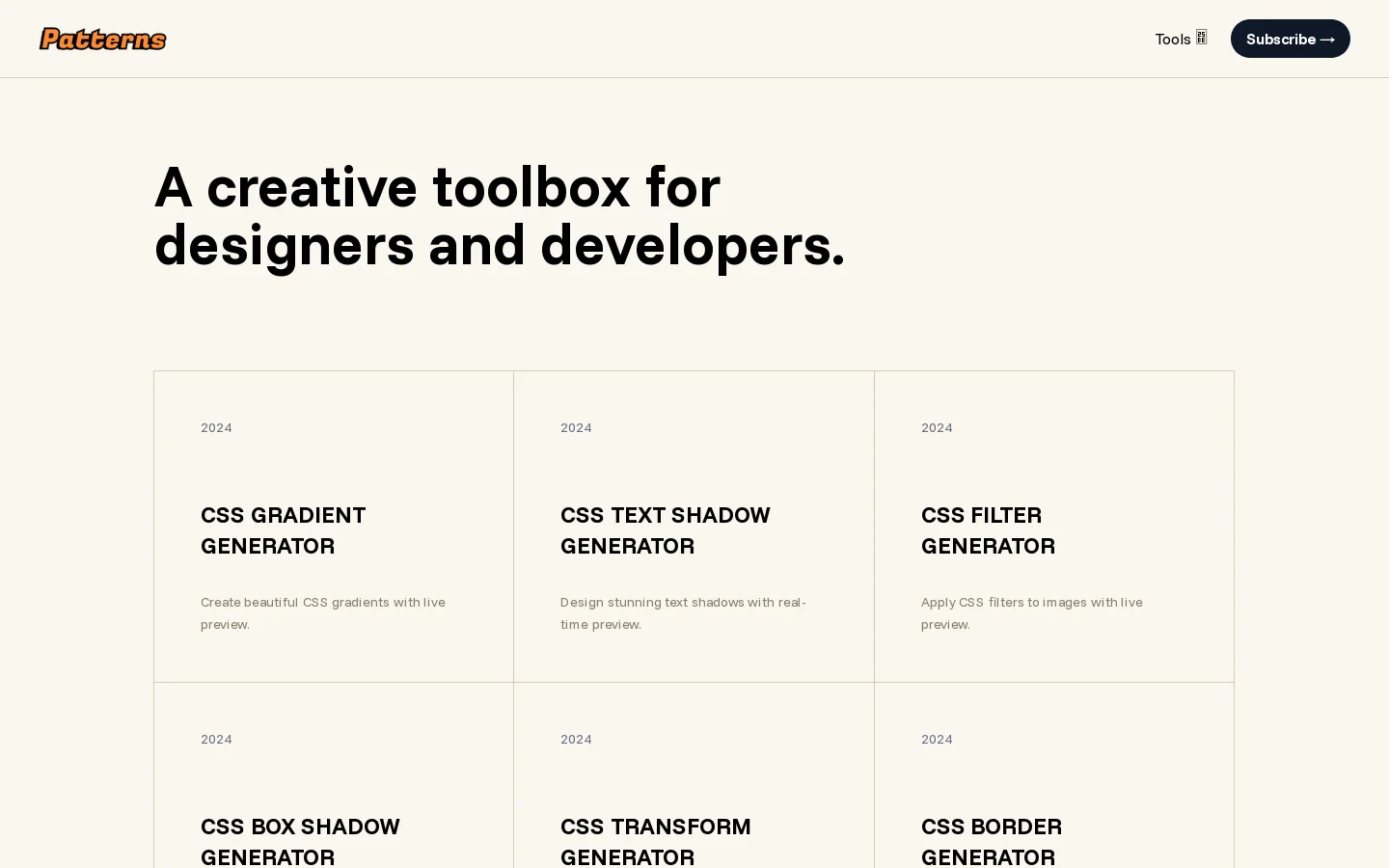 Patterns.page Homepage screenshot
