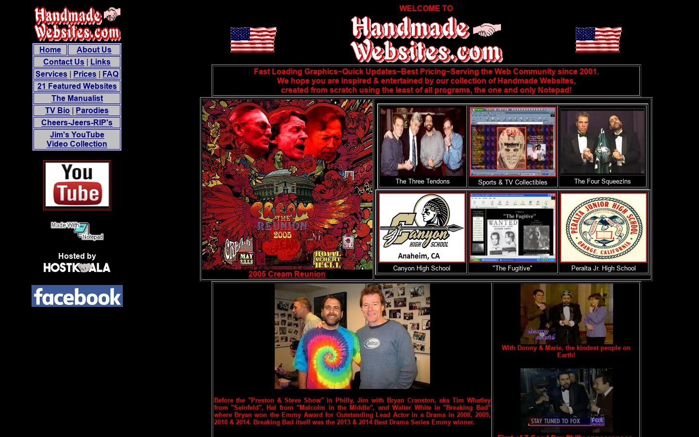 Welcome to HandmadeWebsites.com...Twice As Nice for Half the Price! Homepage screenshot