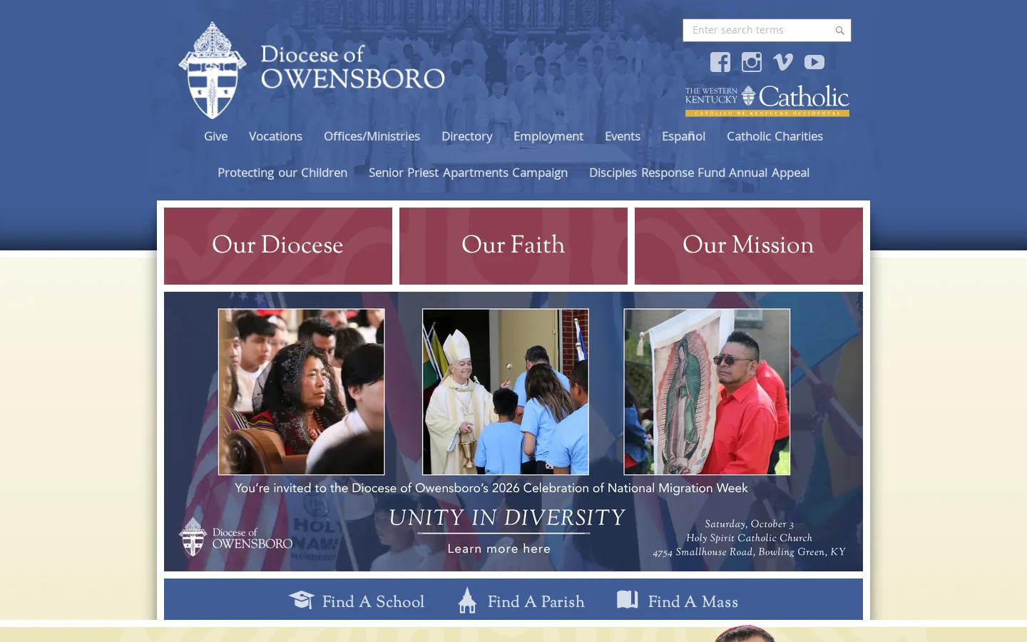 Diocese of Owensboro Homepage screenshot