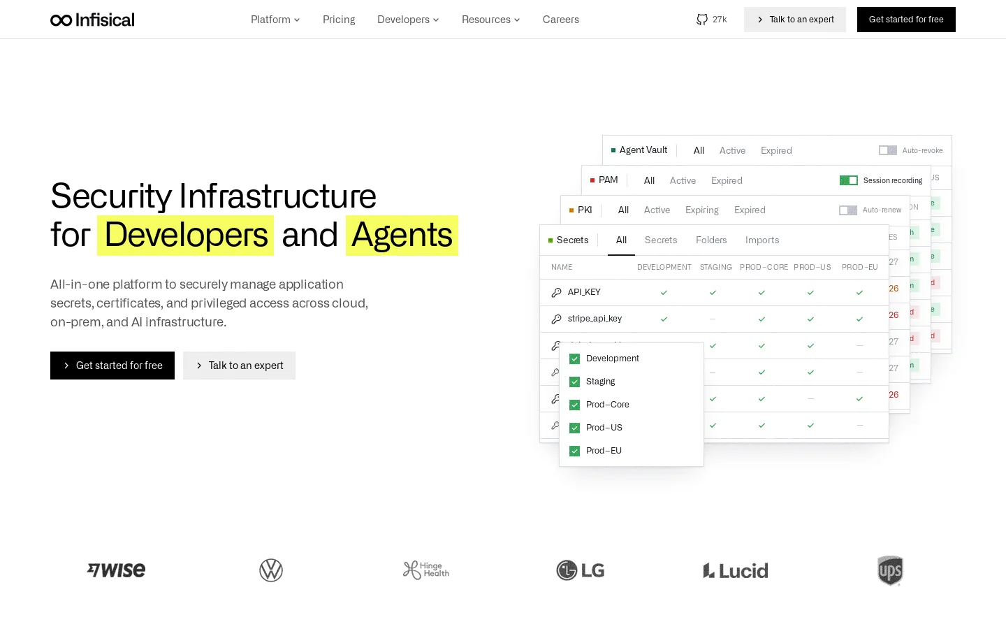 Infisical Homepage screenshot