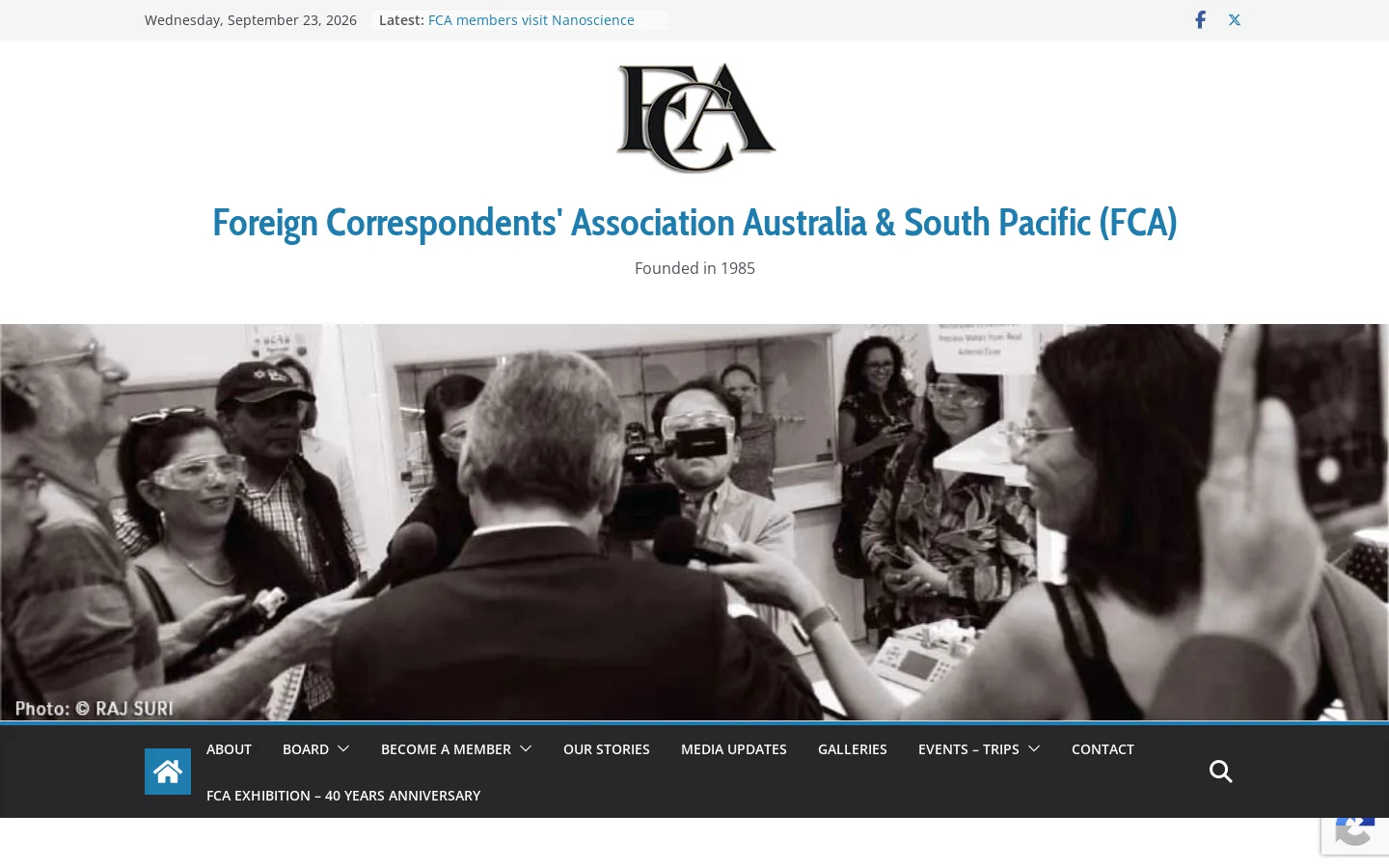 Foreign Correspondents' Association Australia & South Pacific (FCA) Homepage screenshot