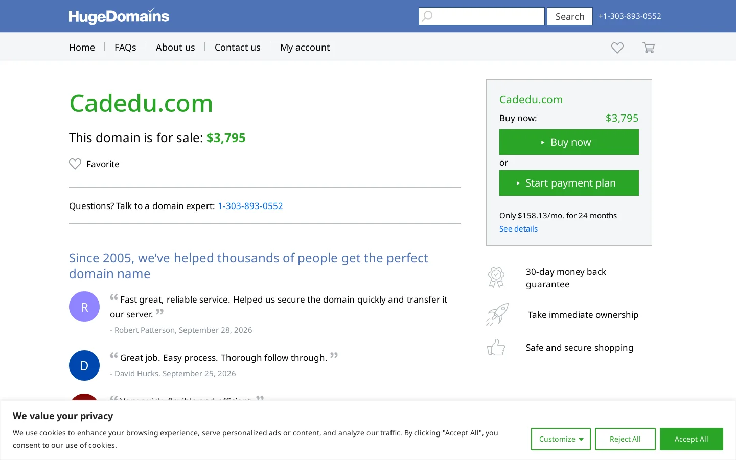 Cadedu.com is for sale Homepage screenshot