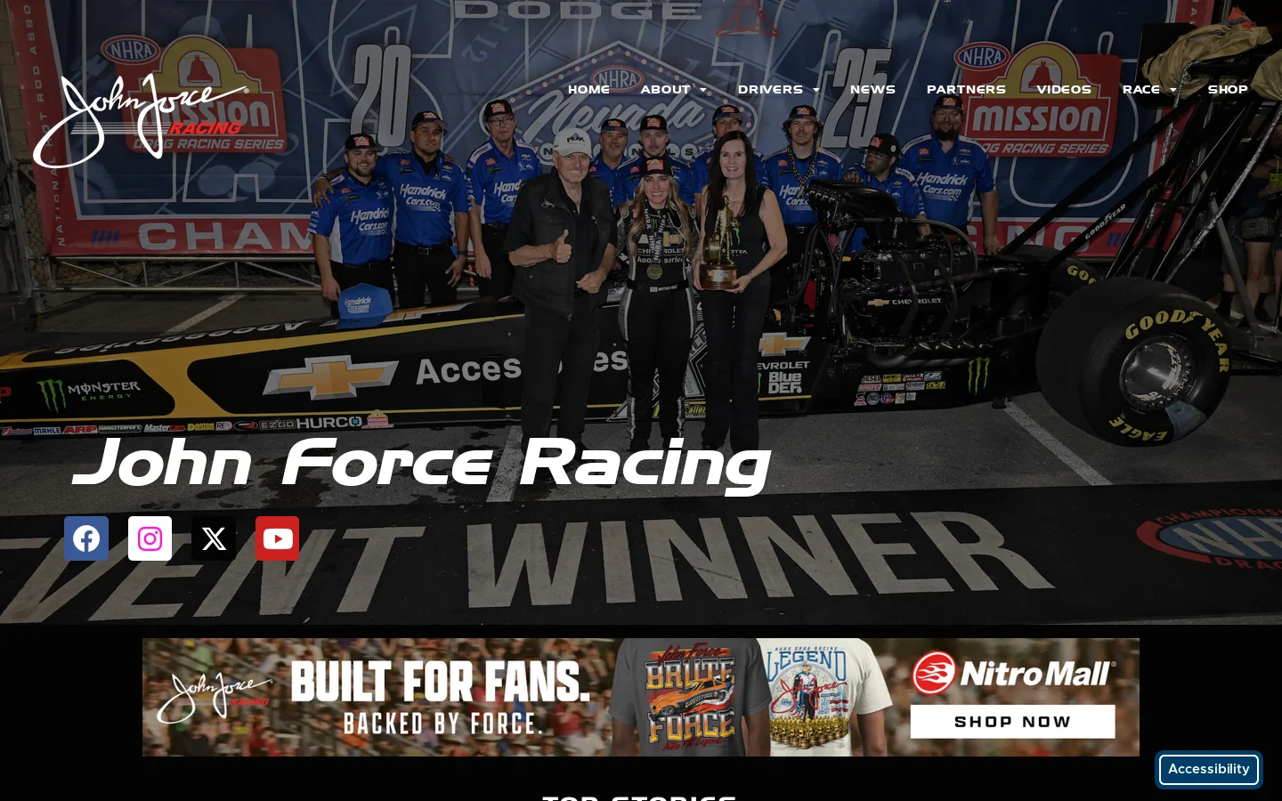 John Force Racing Homepage screenshot