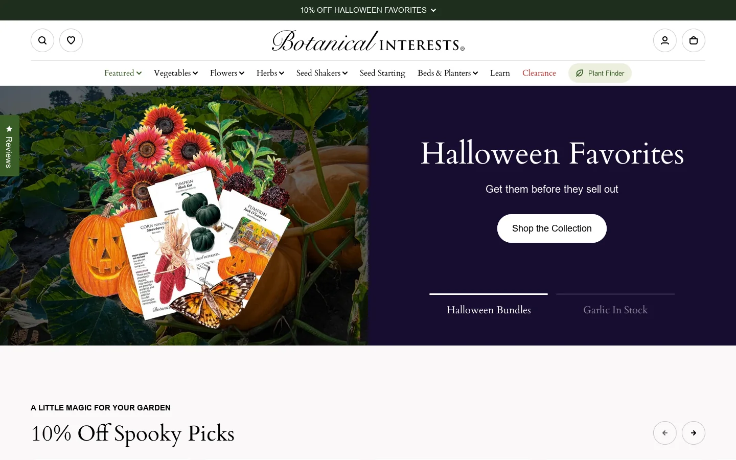 Botanical Interests High Quality Seeds and Garden Products Homepage screenshot
