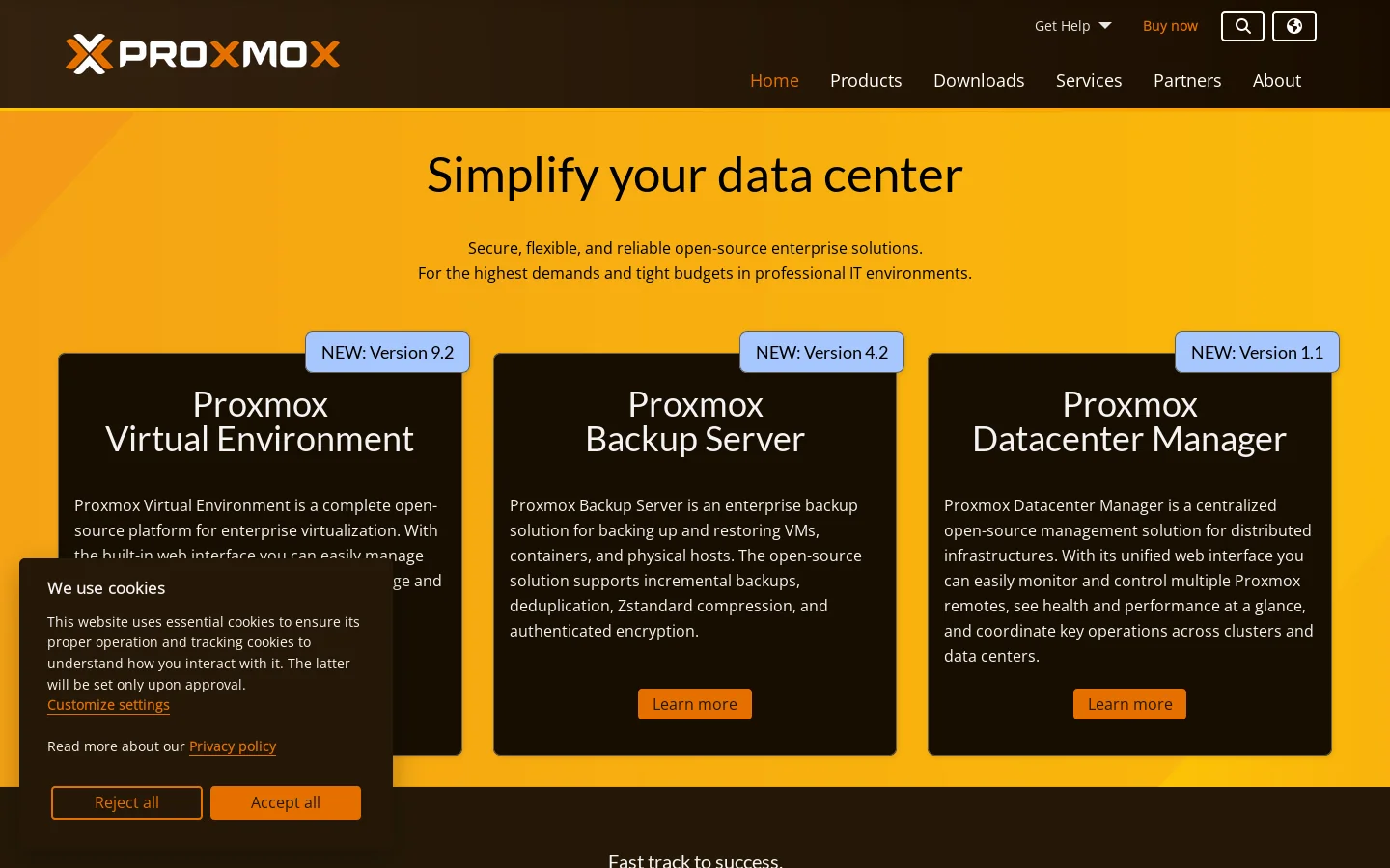 Proxmox Homepage screenshot