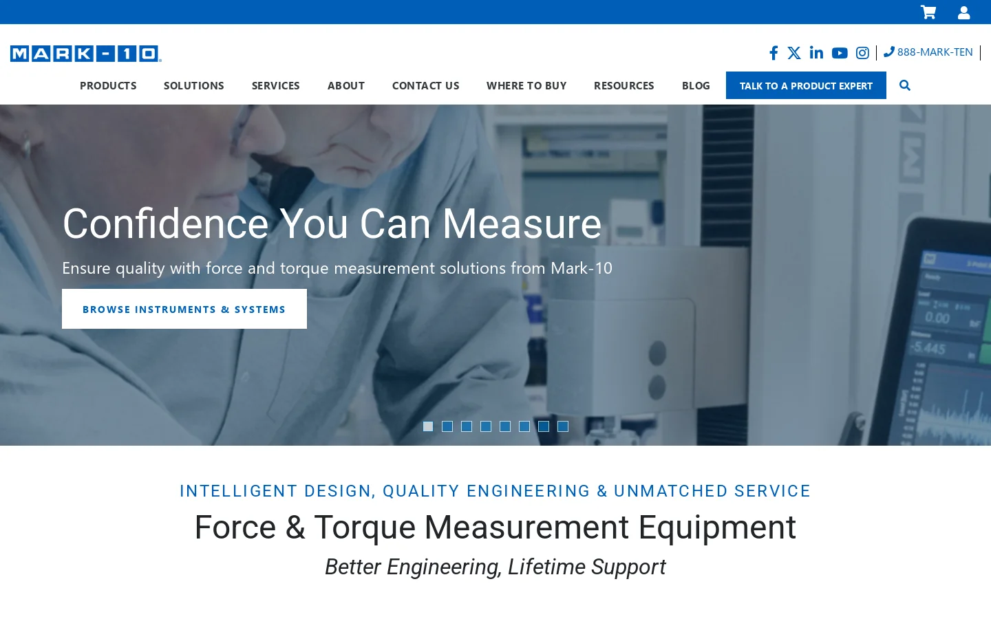 Mark-10 Homepage screenshot