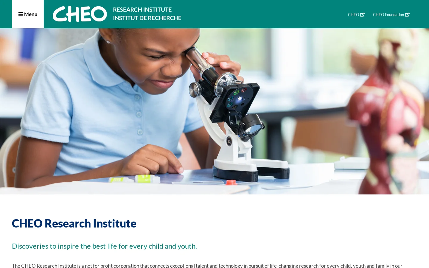 CHEO Research Institute Homepage screenshot