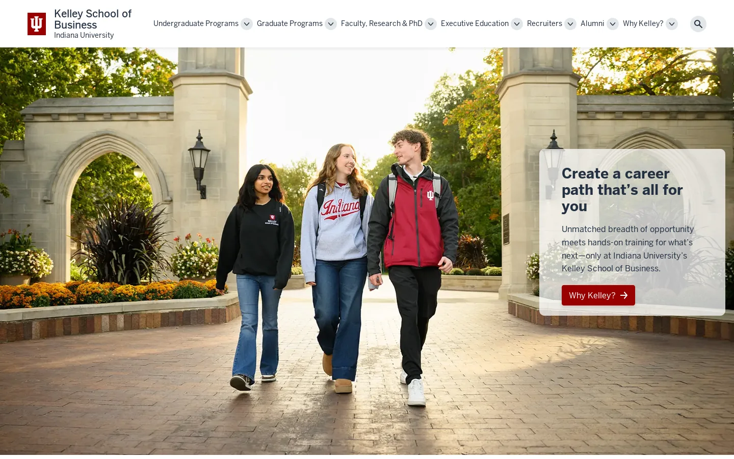 Kelley School of Business Homepage screenshot