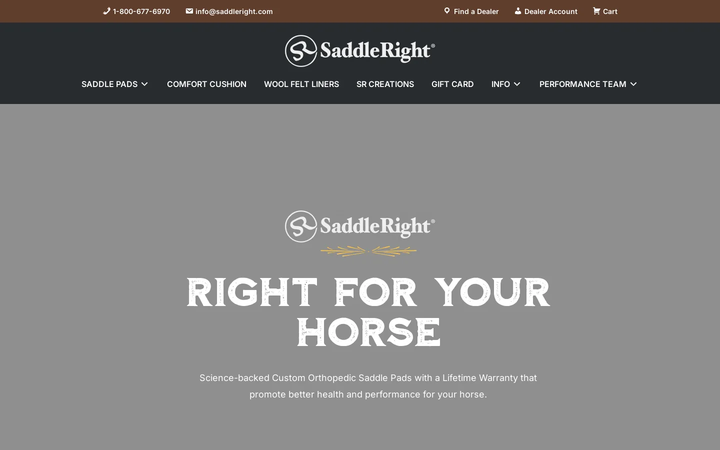 Saddle Right Homepage screenshot
