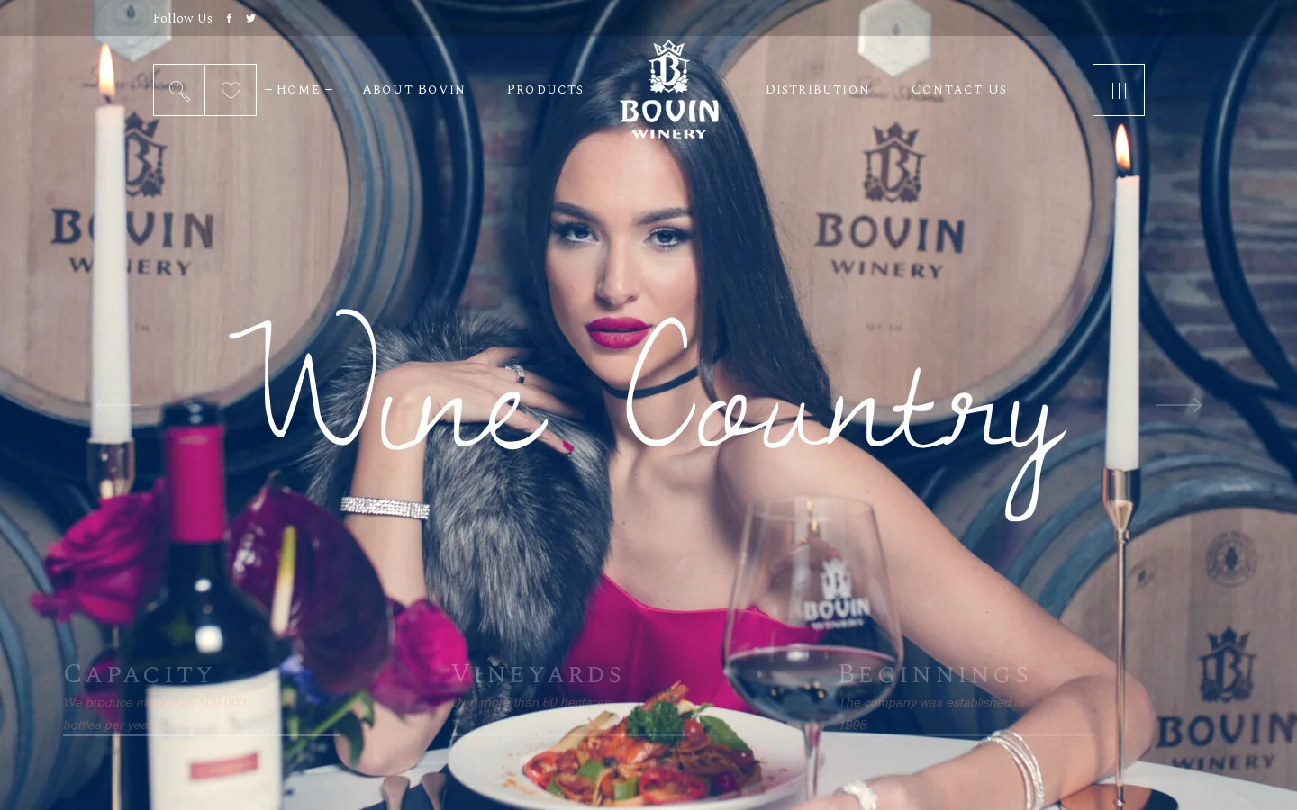 Bovin Winery Homepage screenshot