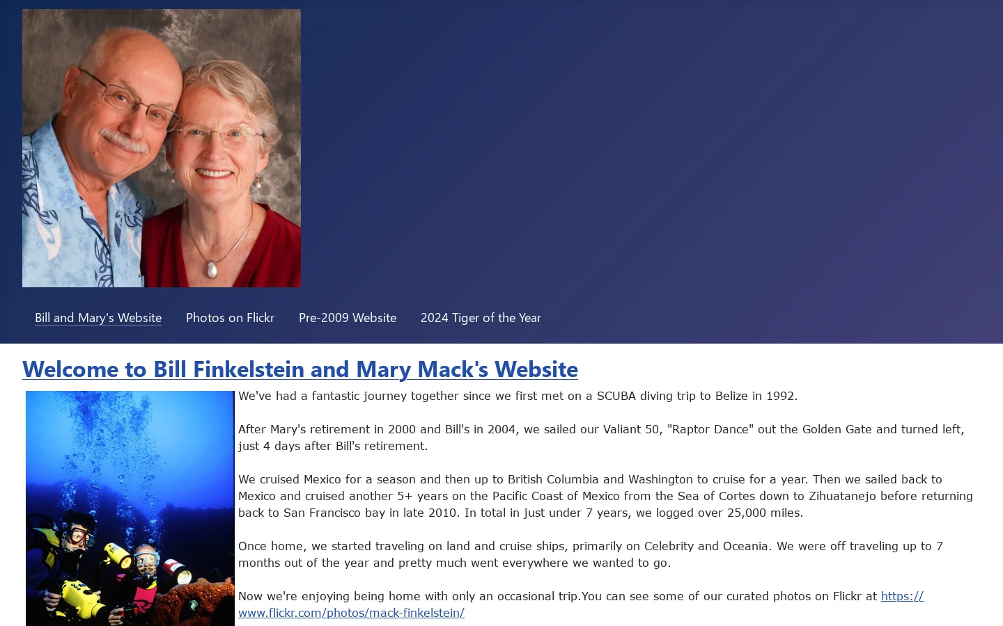 Bill and Mary's Website Homepage screenshot