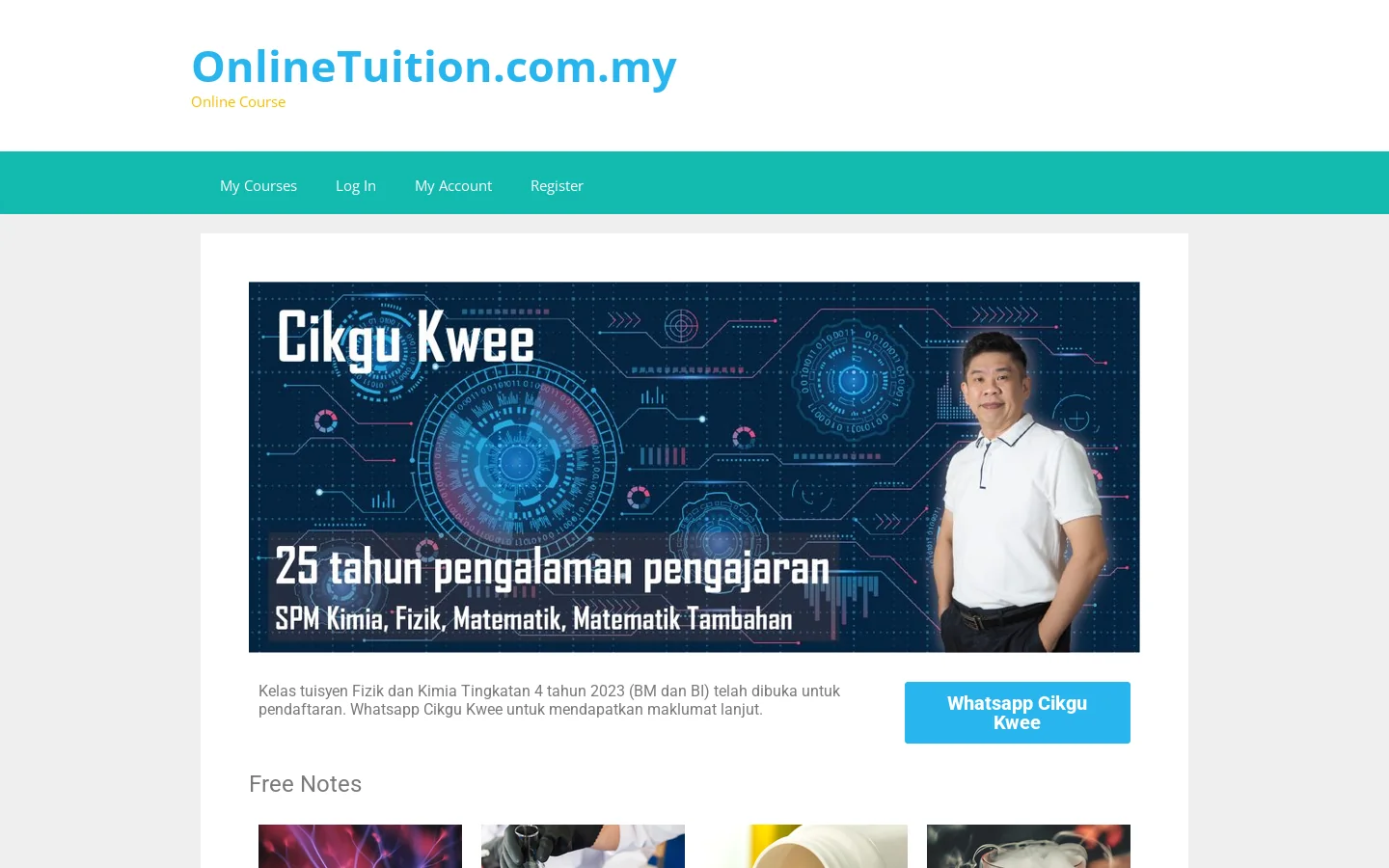 OnlineTuition.com.my Homepage screenshot